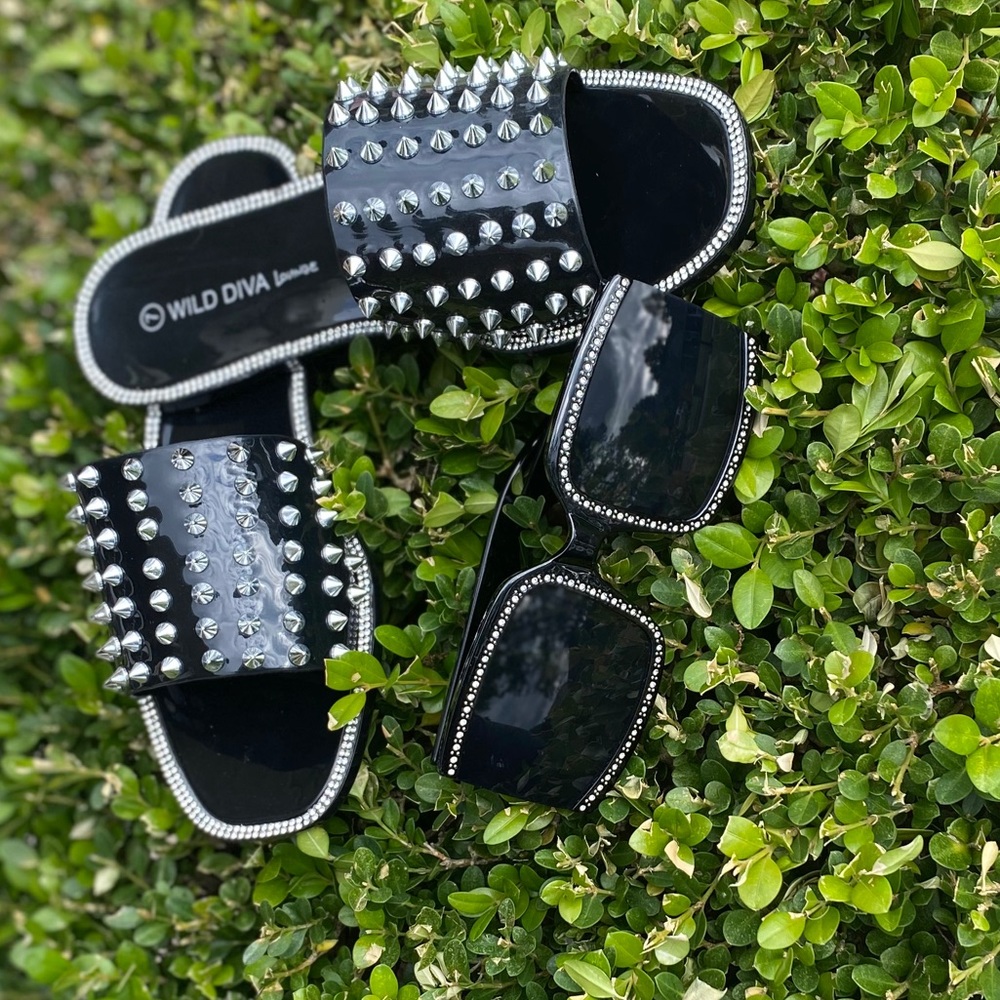 Black Jelly Spike Sandals